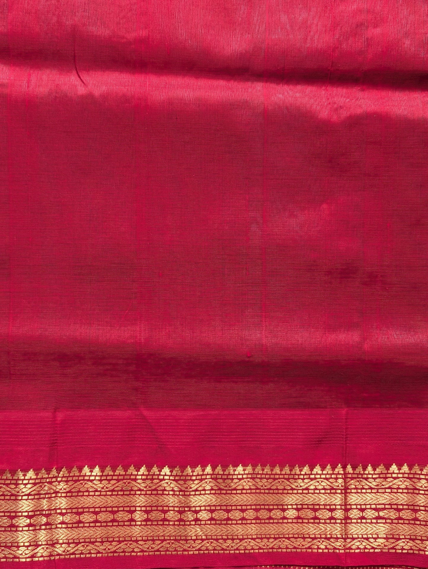 Blue with Red Temple border Pure Kanchi Silk Cotton Saree