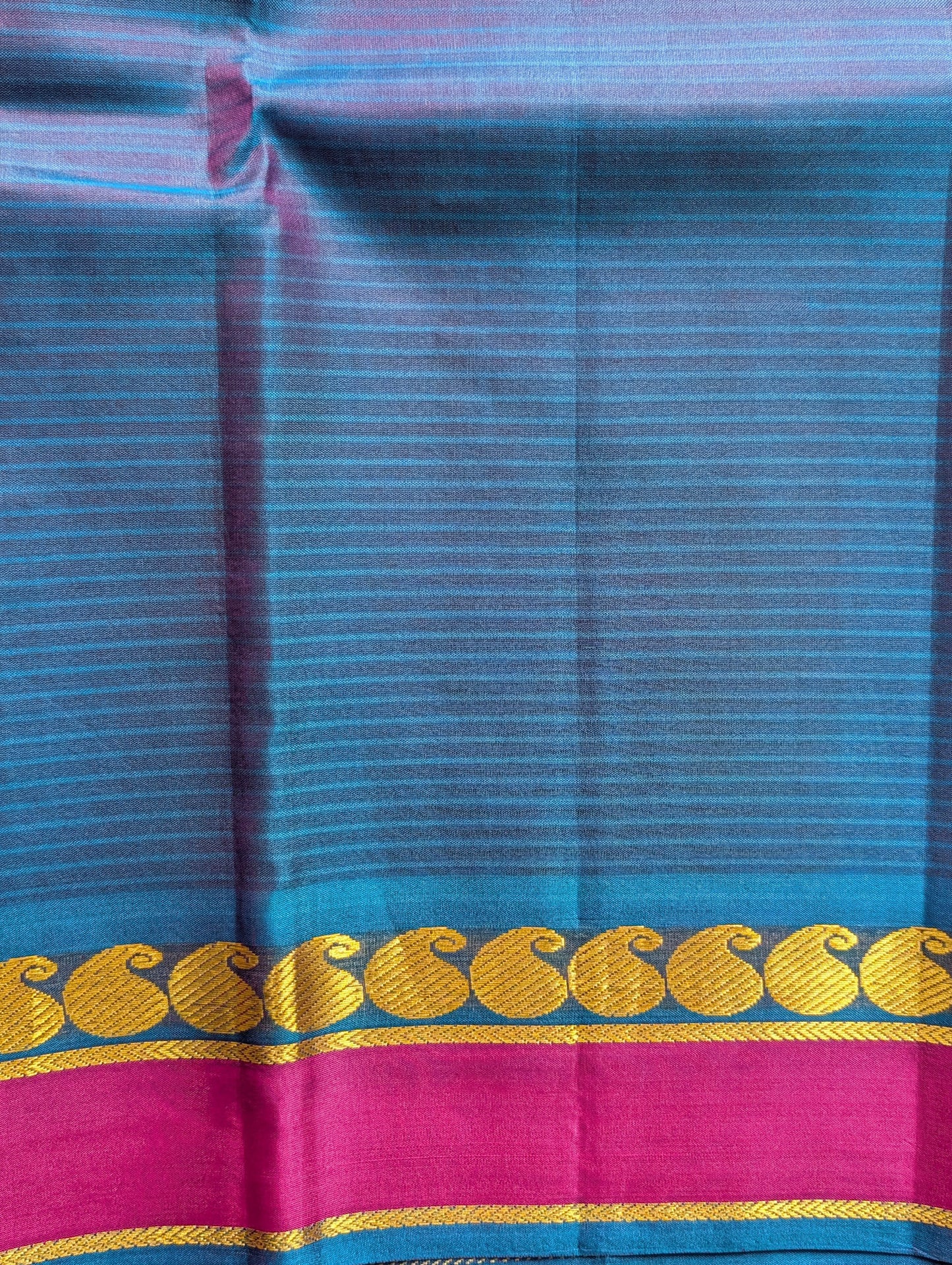 Purple with Blue Pure Silk Saree