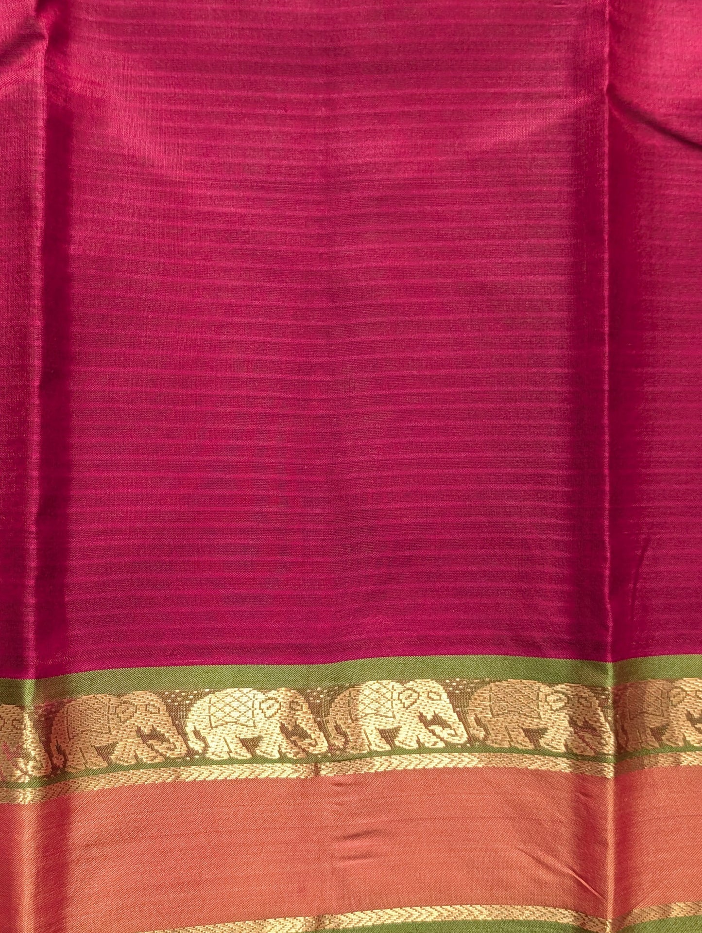 Red with Green Pure Silk Saree
