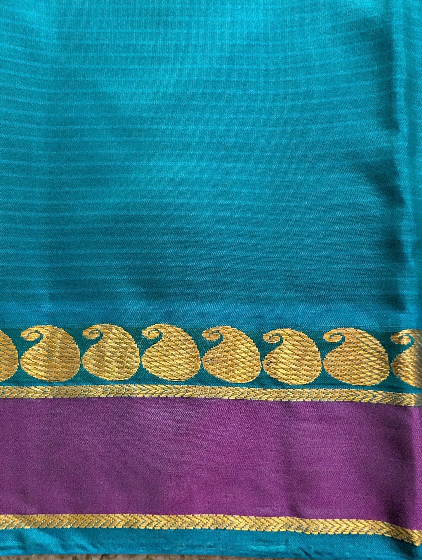 Parrot Green with Blue Lightweight Pure Silk Saree