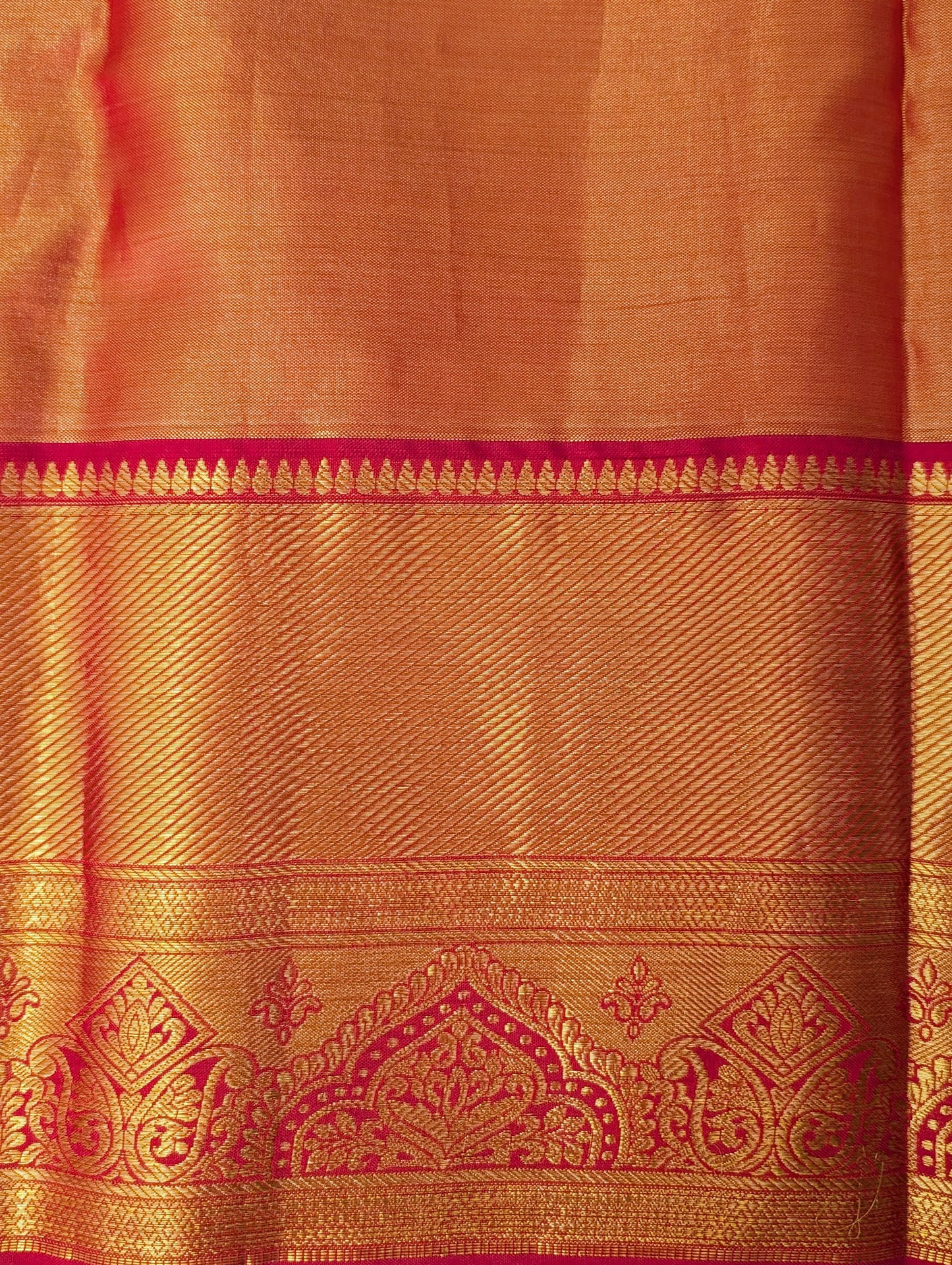 Cream and Red Dandelion Brocade Kanjeevaram Silk Saree