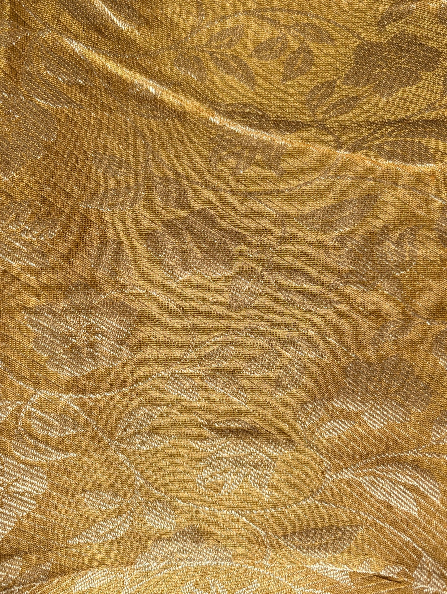 Golden Yellow Pichwai Semi Tissue Silk saree