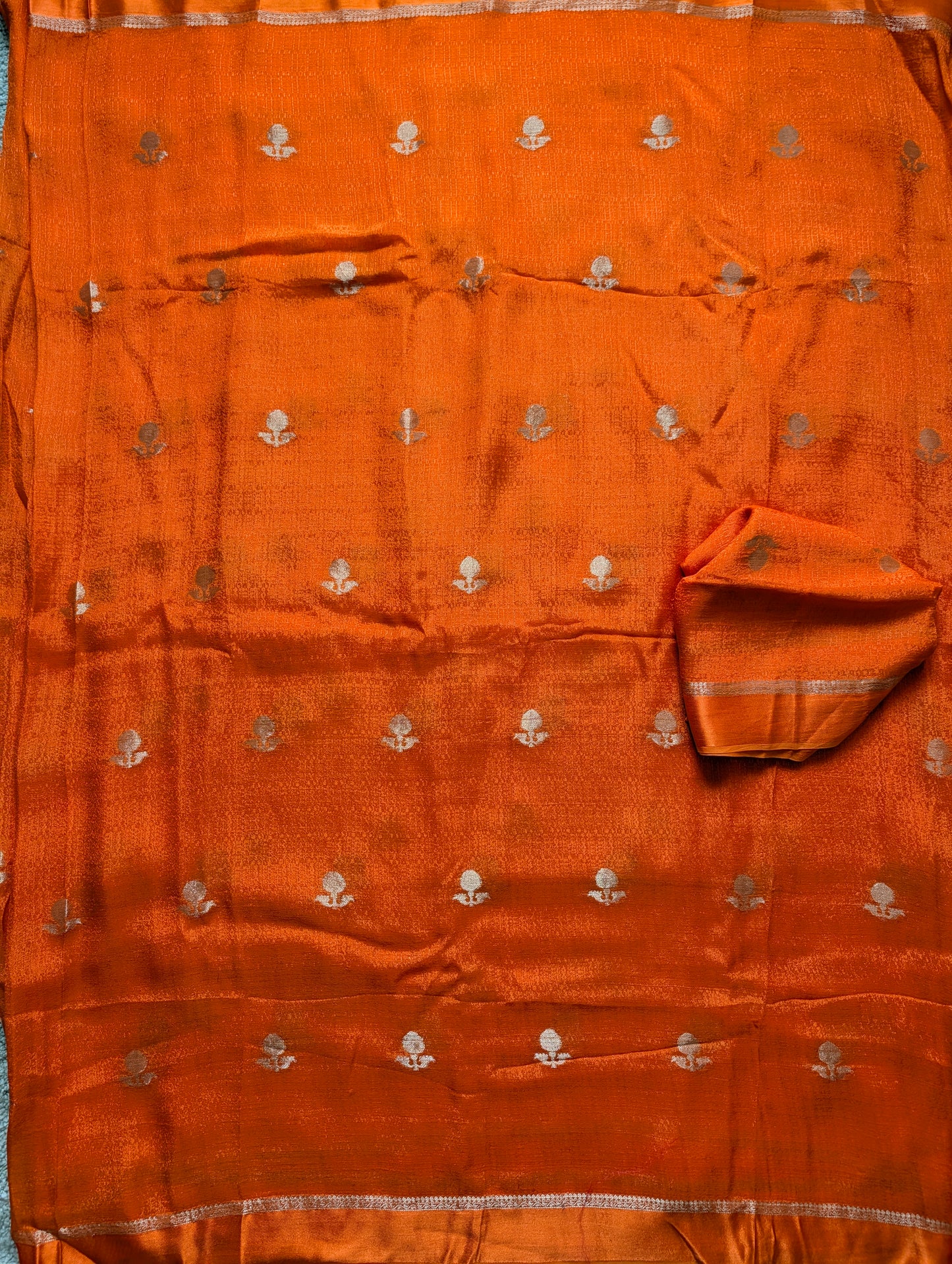 Orange Khadi Viscose Saree