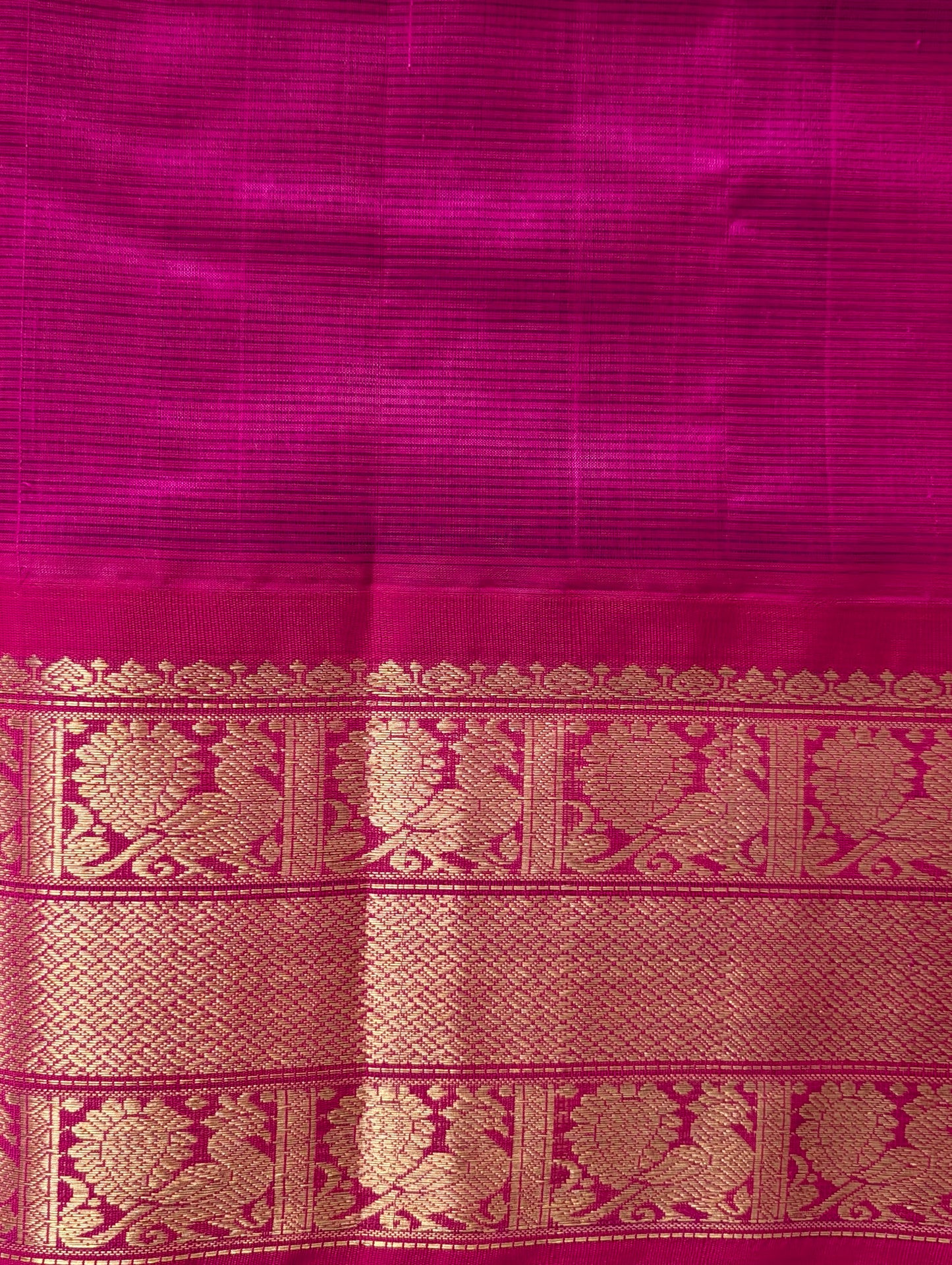 Purple with Pink Koravi Grand border Pure Kanchi silk cotton