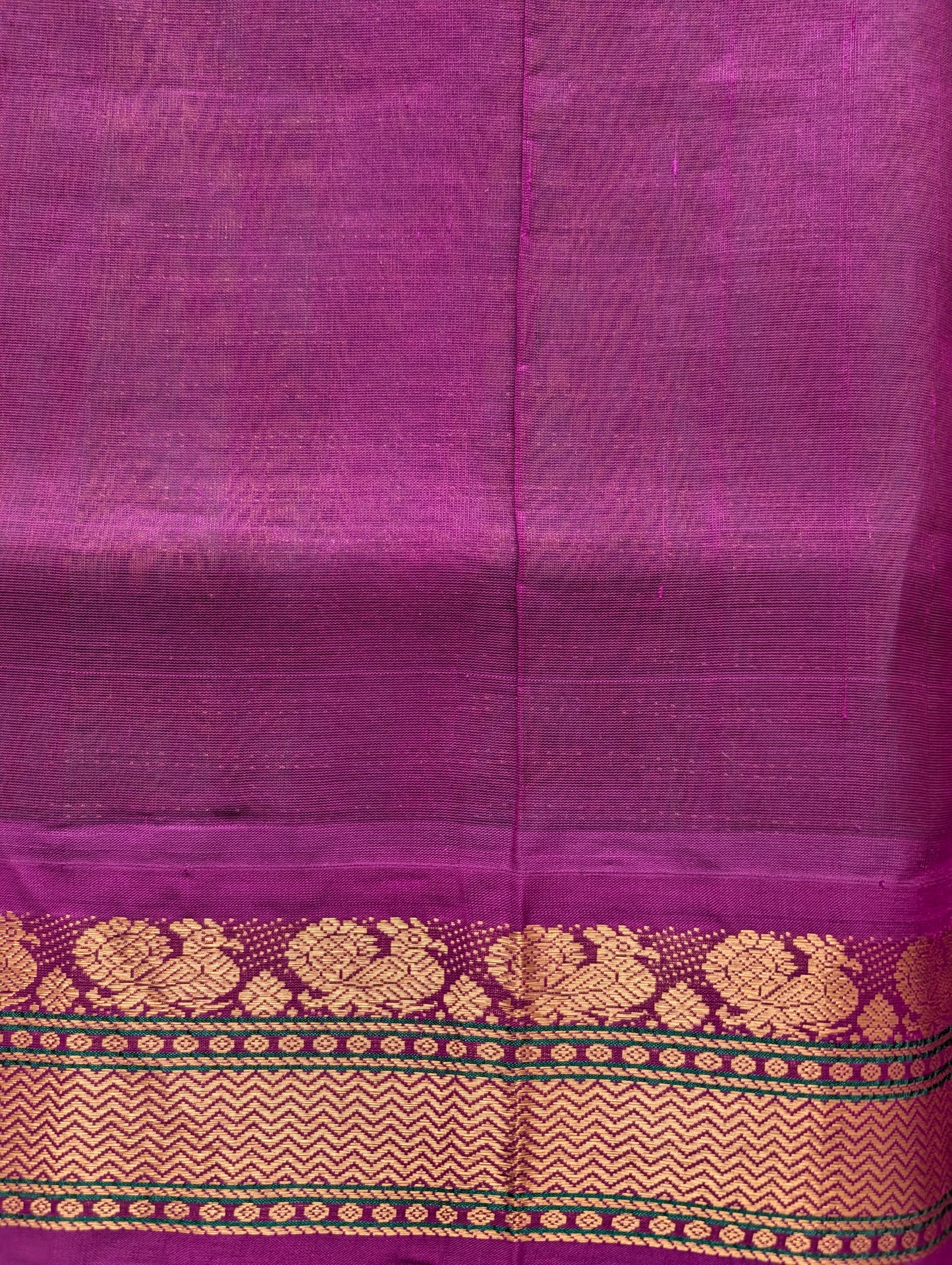 Parrot Green with Purple Koravi Pure Kanchi silk cotton