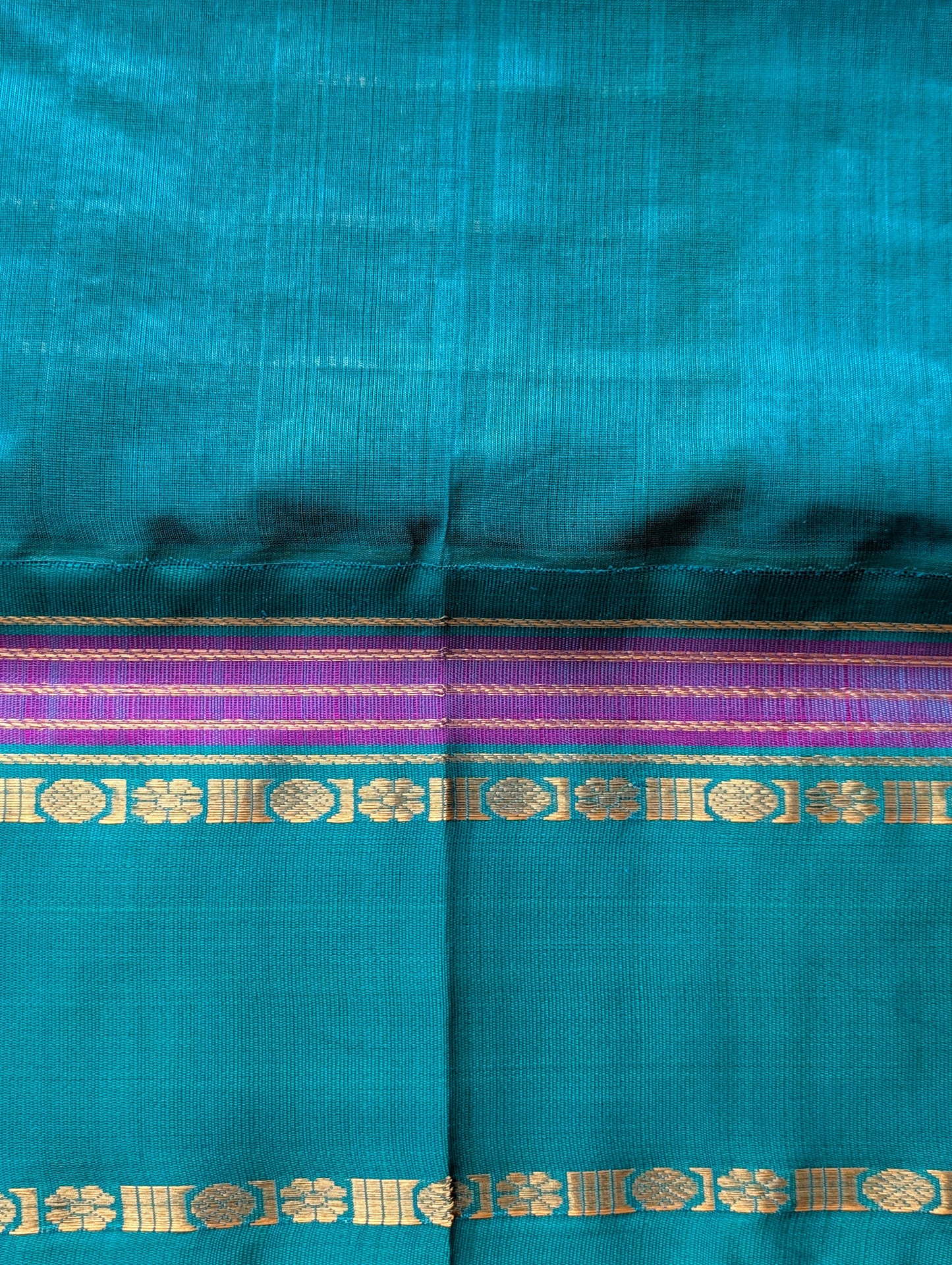 Green with Cyan floral checks Koravi Pure Kanchi silk cotton