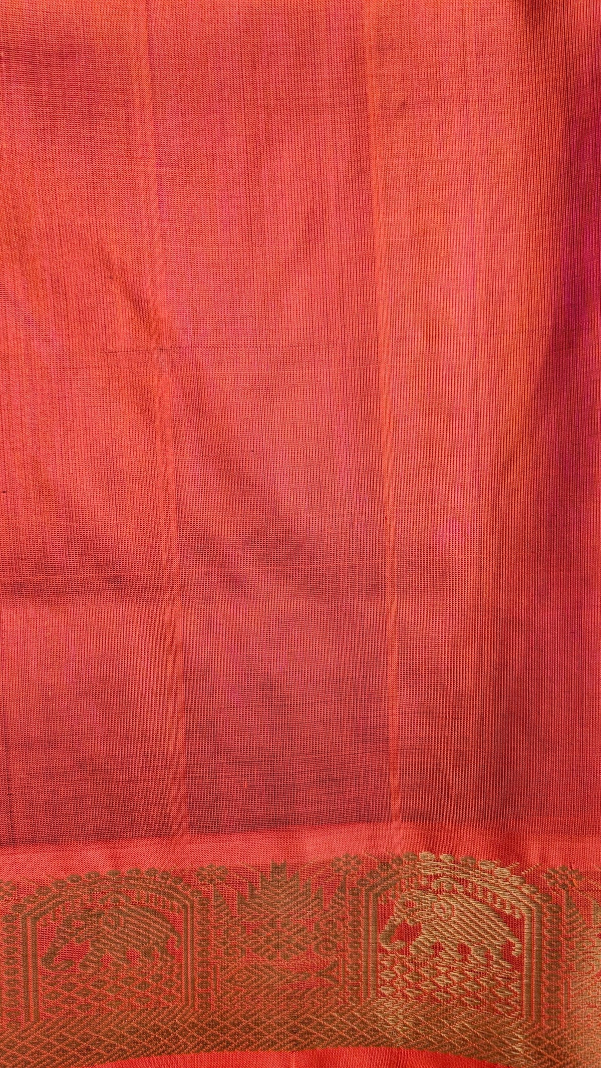 Orange with Purple Koravi Pure Kanchi silk cotton