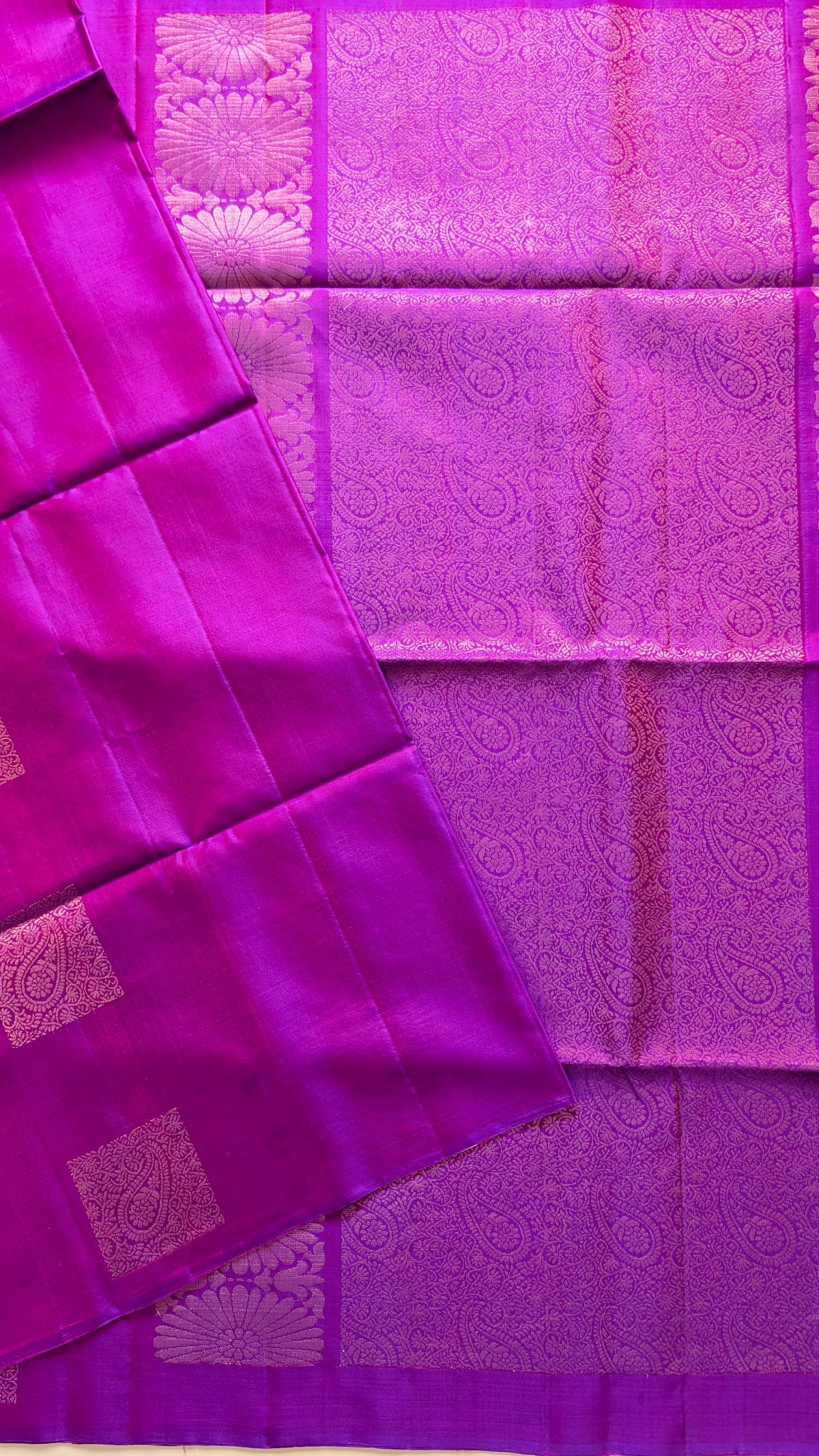 Borderless Purple Pure Soft Silk Saree