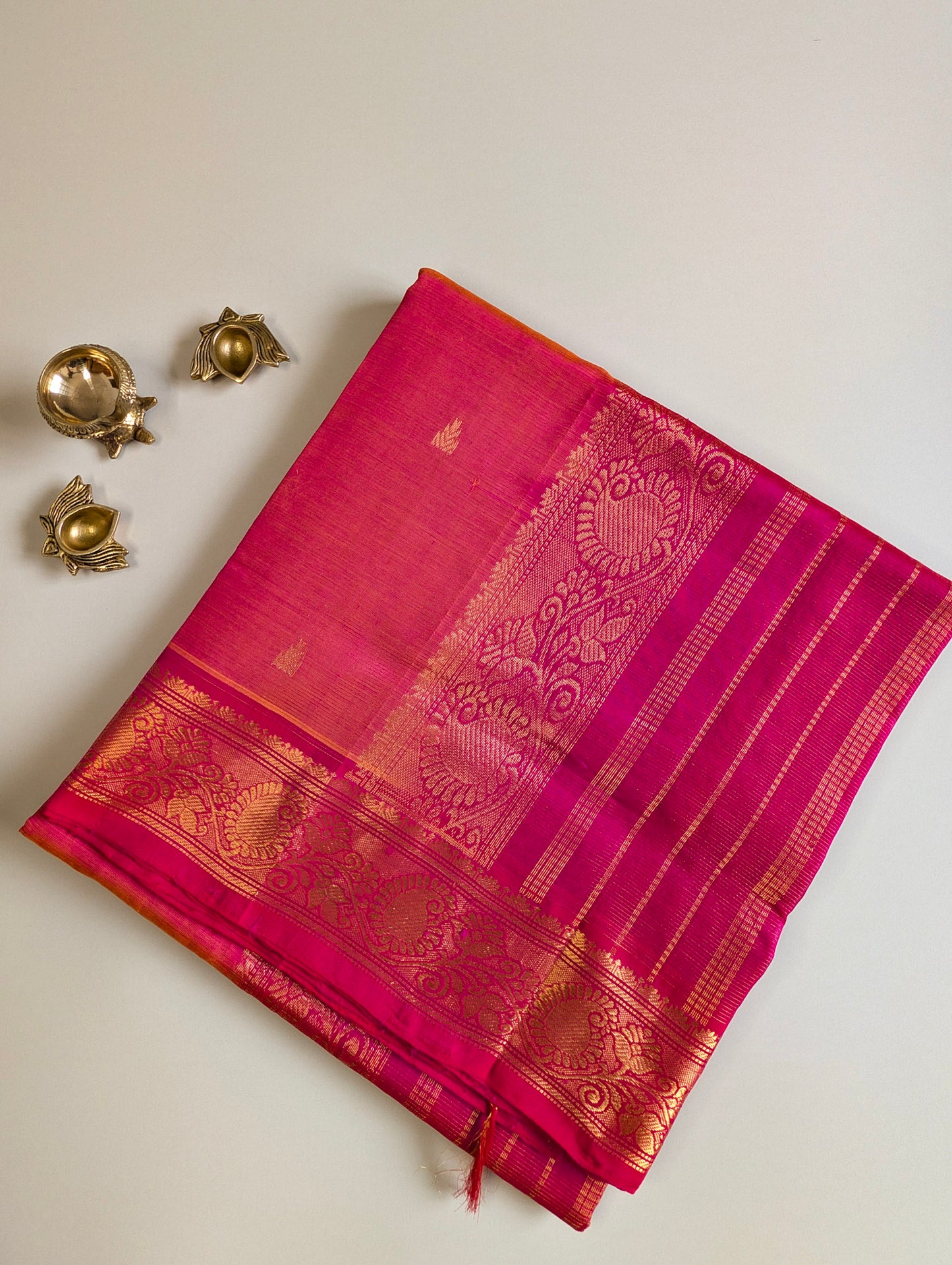 Pink Vaira Oosi Pure Kanchi Silk Cotton Saree