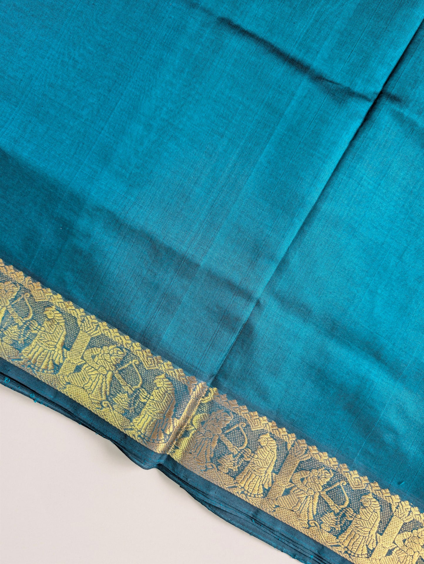 Green Blue Dual shade Pure Kanchi Silk Cotton Saree