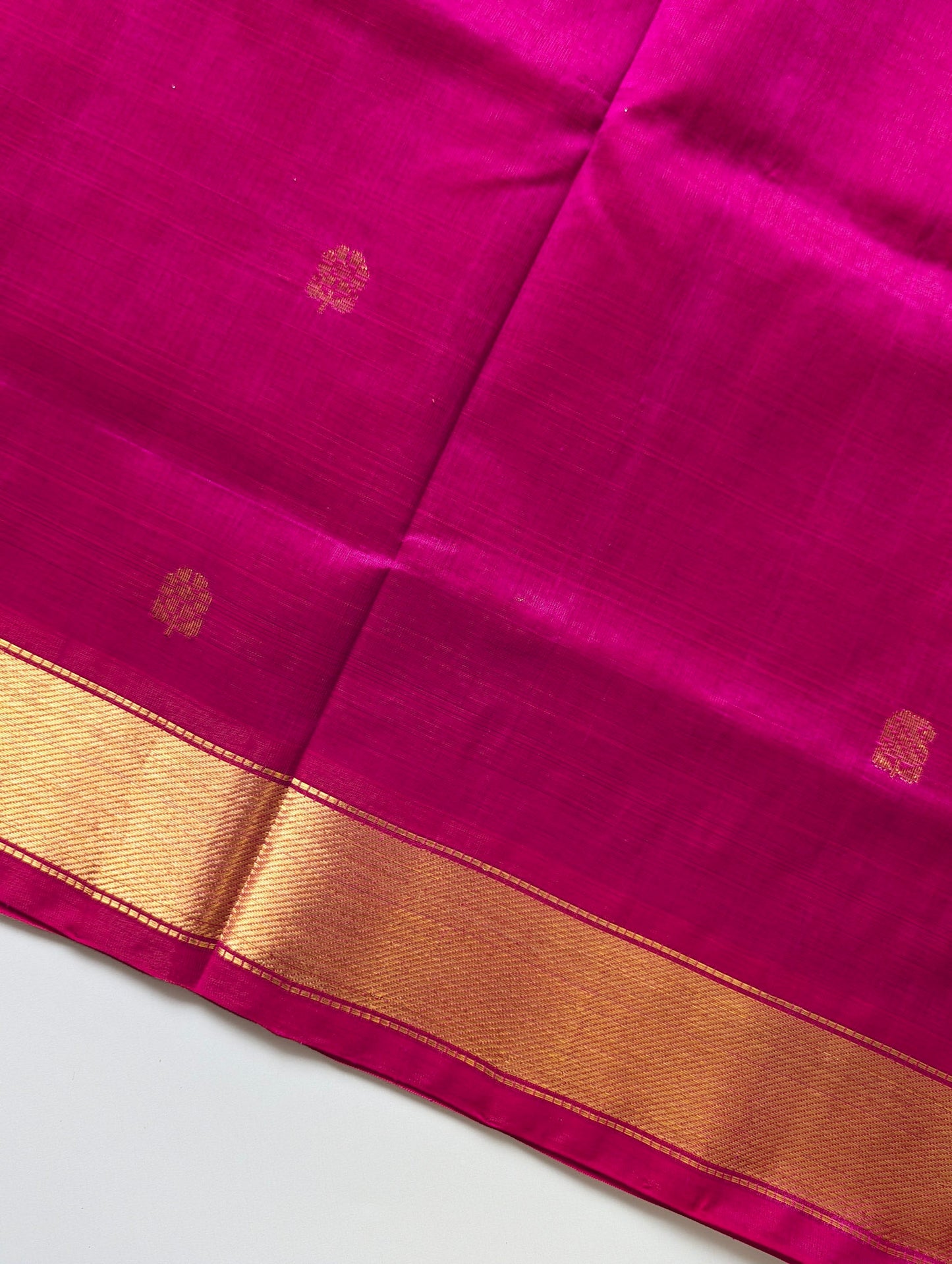 Pink Pure Kanchi Silk cotton Saree with Buttas