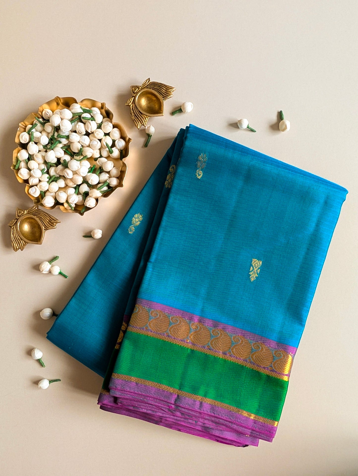 Blue with Purple Kanchi Silk Saree