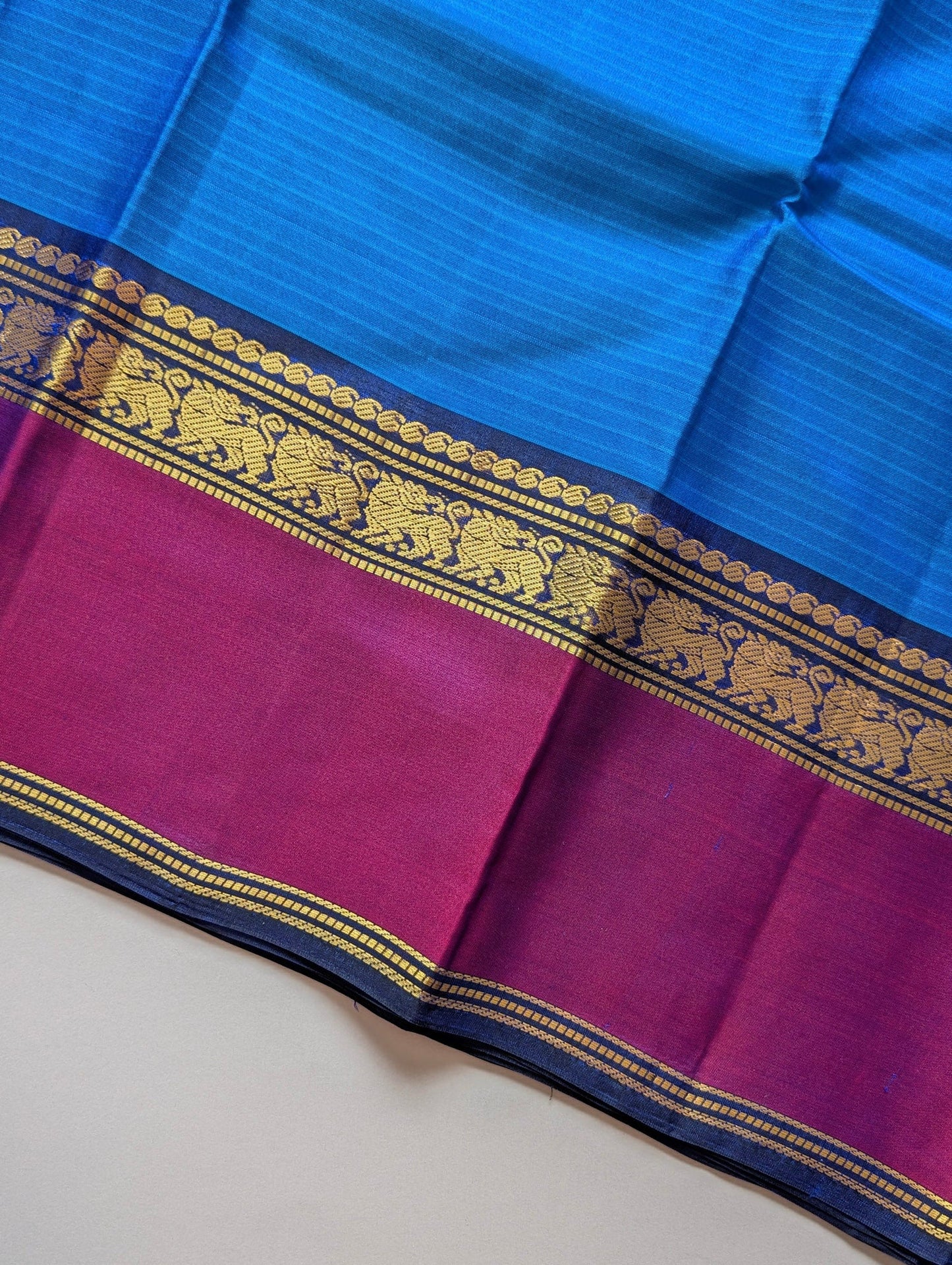Blue and Purple Pure Silk Saree