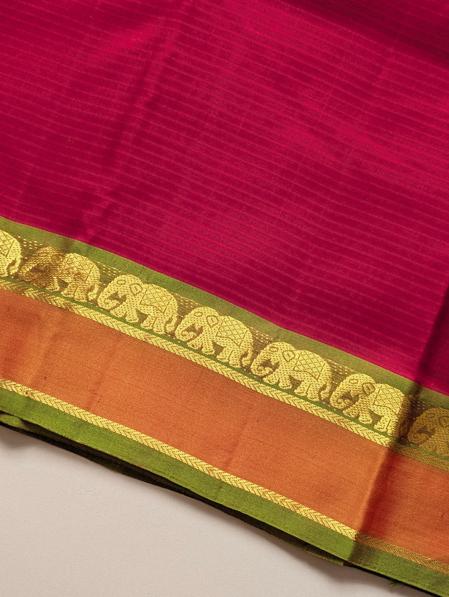 Red with Green Pure Silk Saree