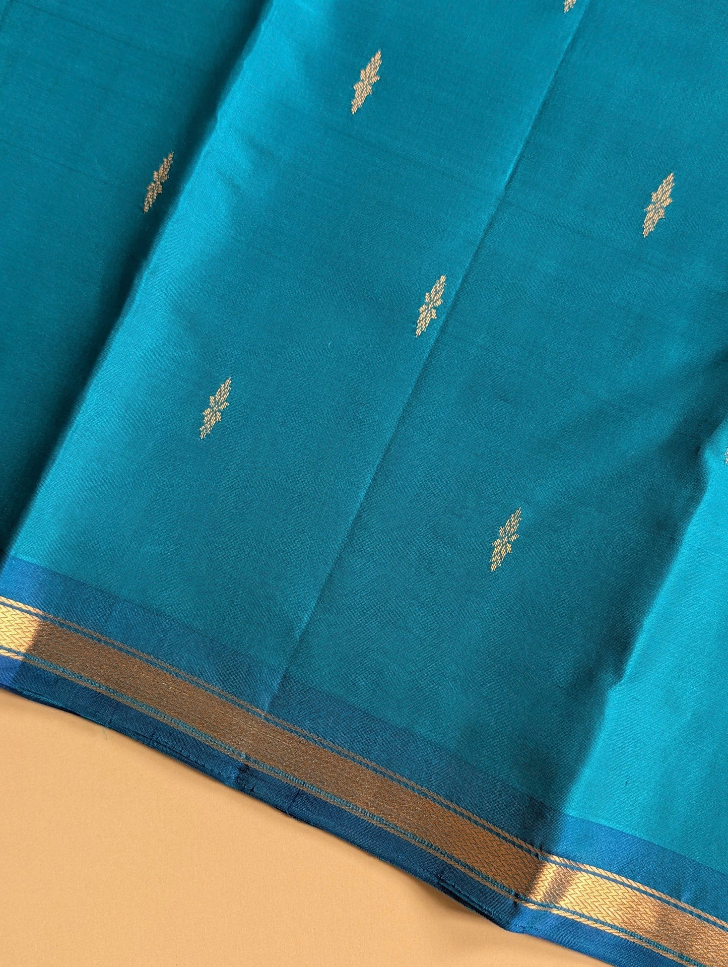 Blue Pure Small border Kanchi Silk Saree