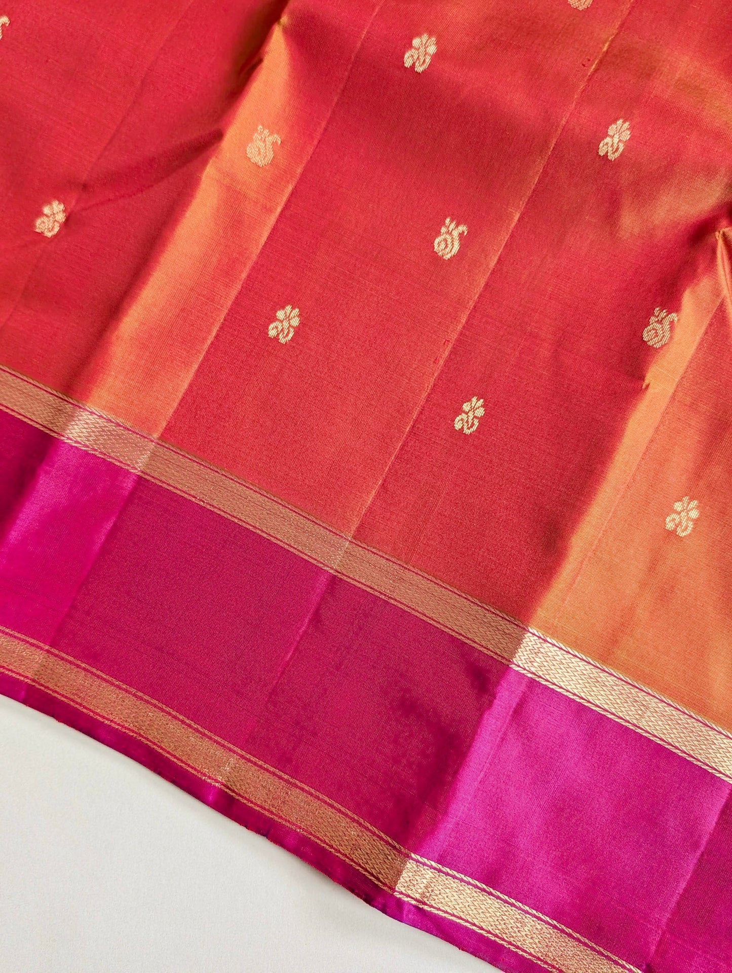 Orange with Maroon Kanchi Silk Saree