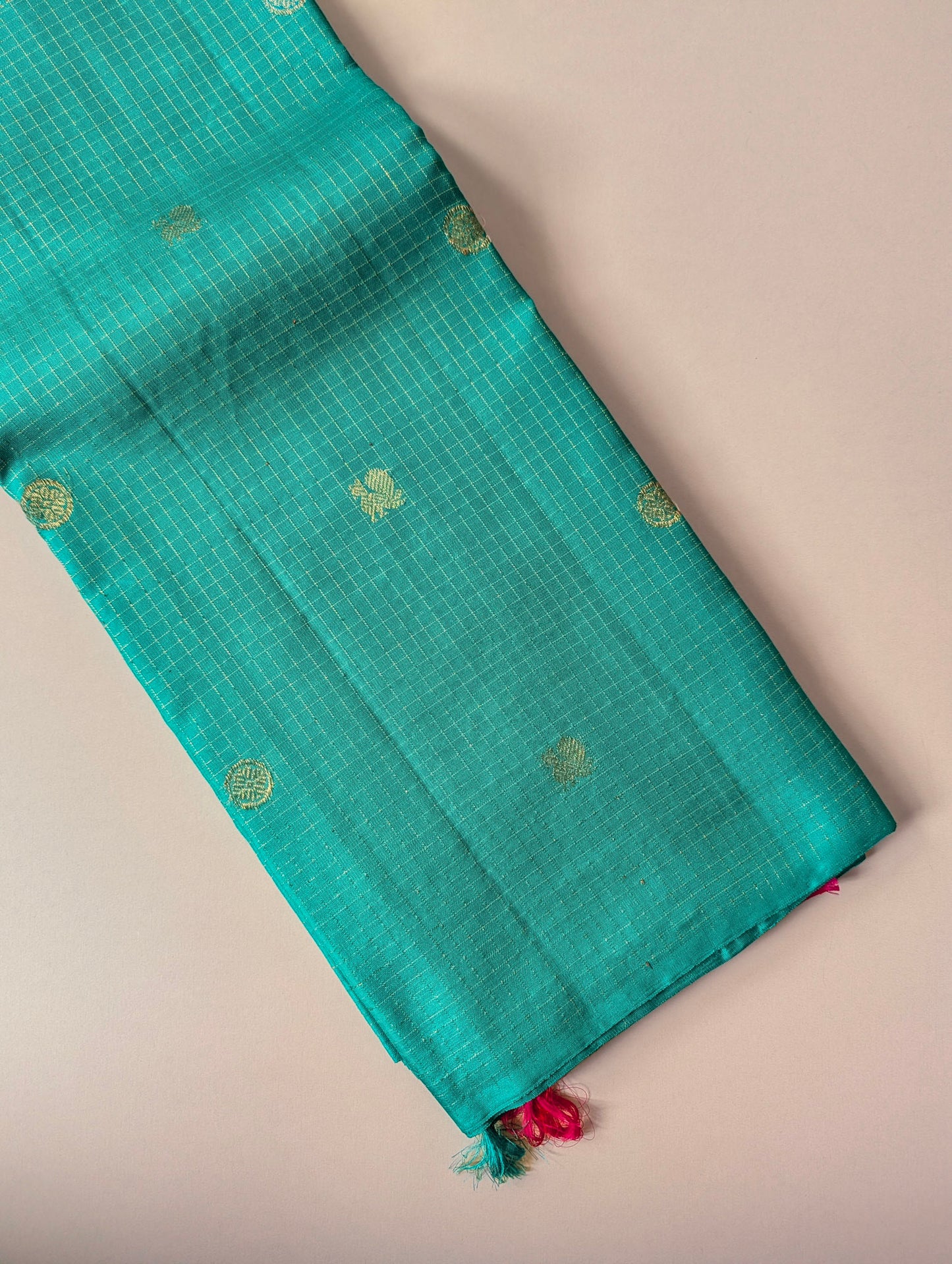 Green checks Borderless Kanjeevaram Silk Saree