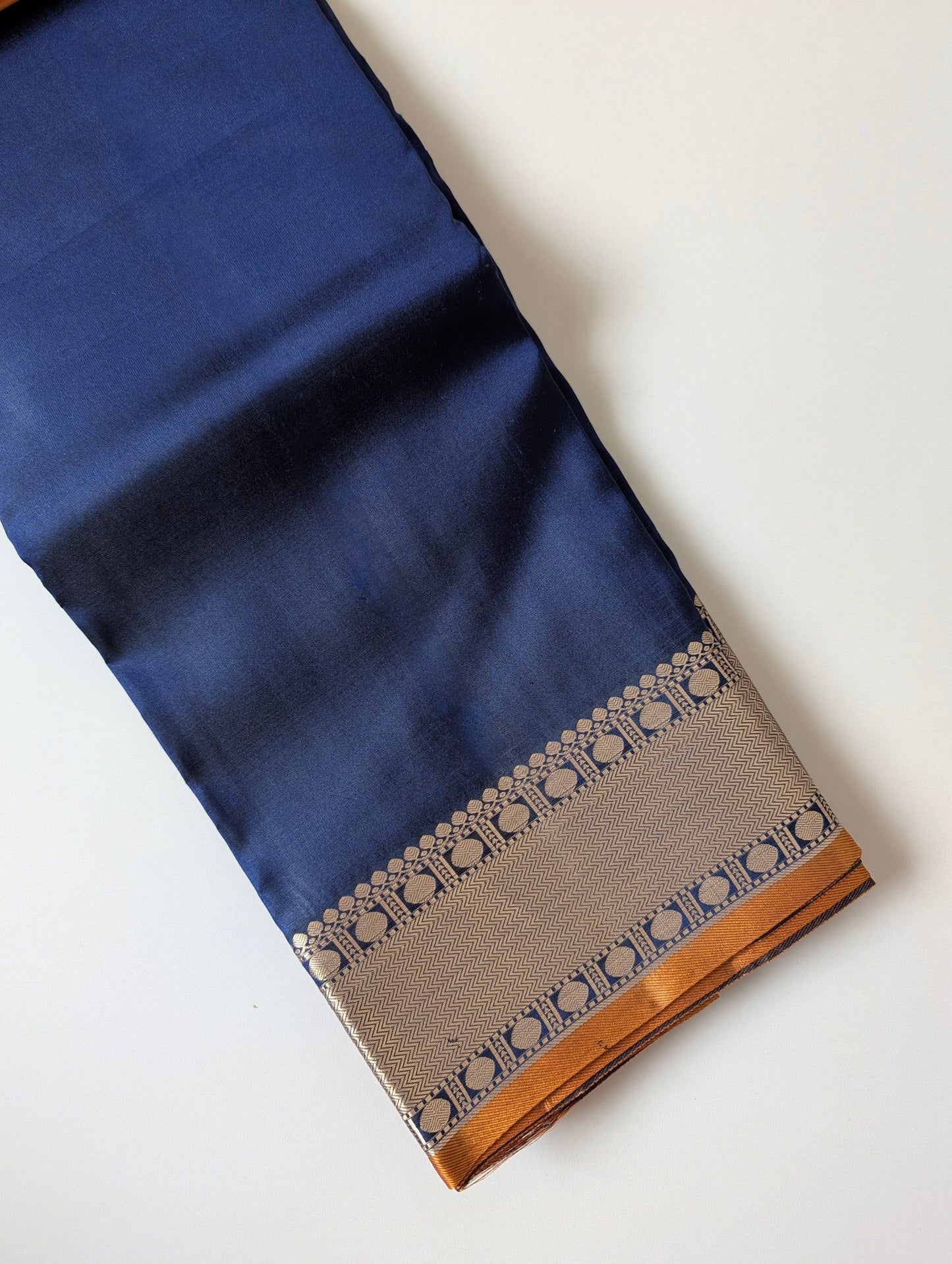 Blue with mustard Kanjeevaram Silk Saree
