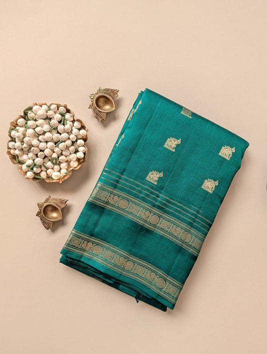 Peacock Green Kanjeevaram Silk Saree