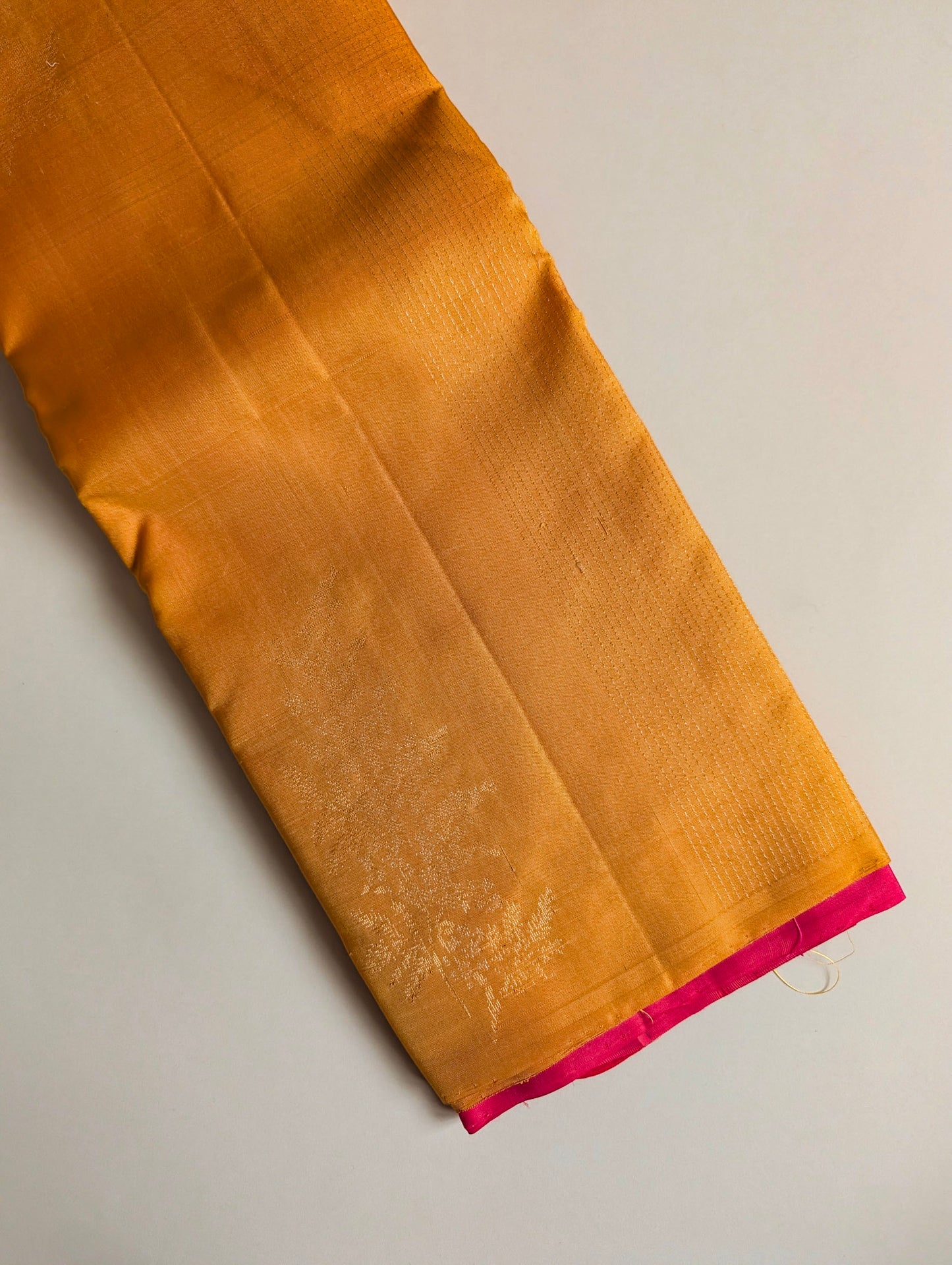 Golden Yellow with Red Borderless Kanjeevaram Silk Saree