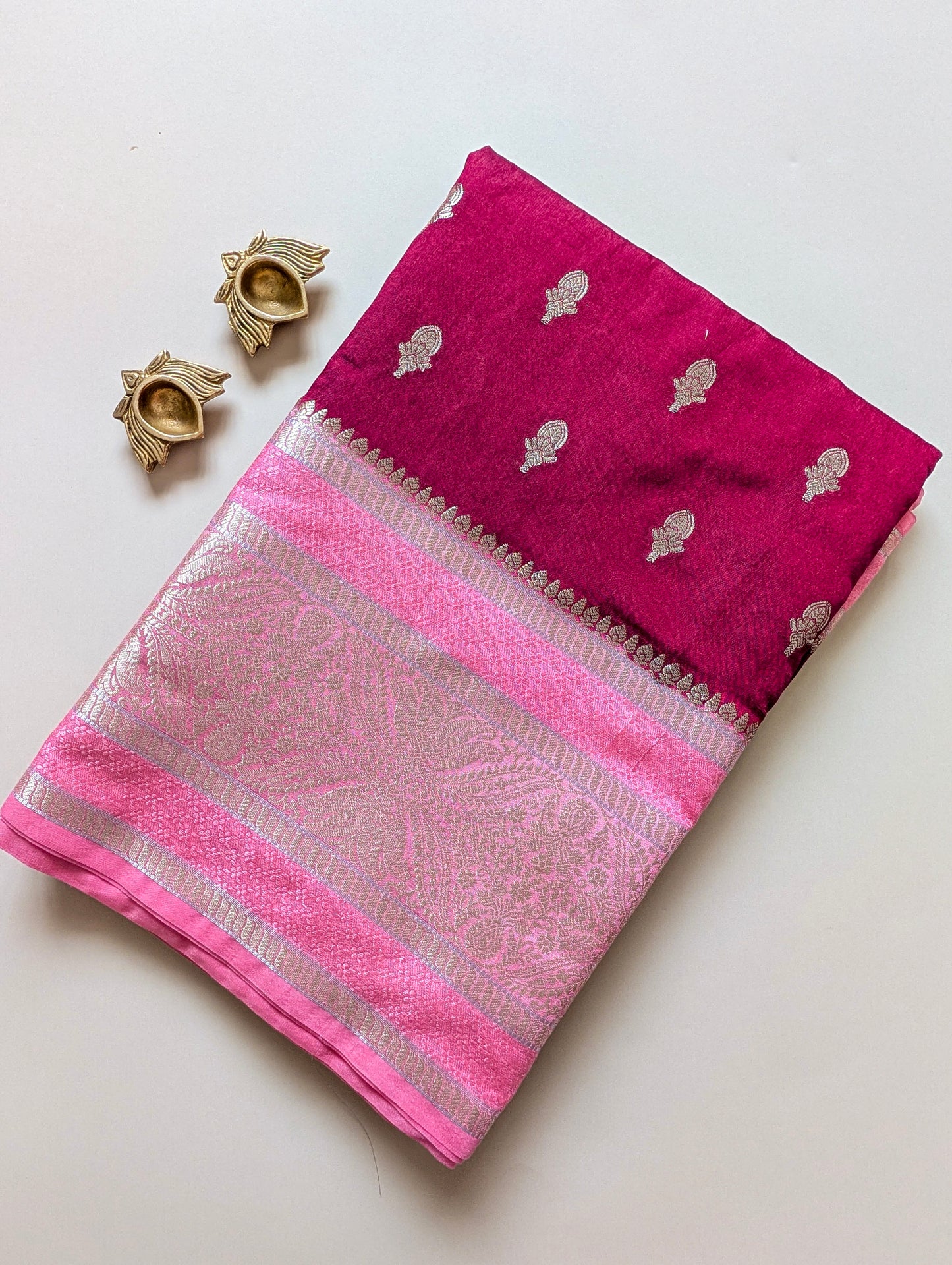 Maroon with Pink Warm Silk Saree