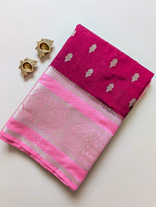 Maroon with Pink Warm Silk Saree