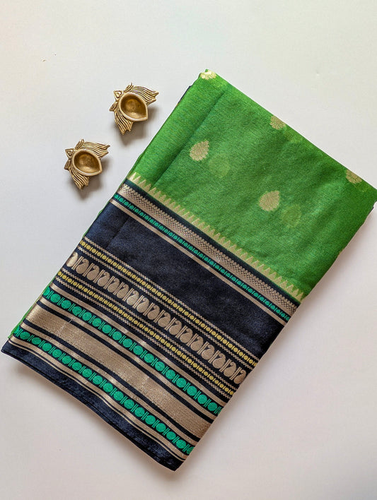 Green and Black Banarasi Warm Silk Saree