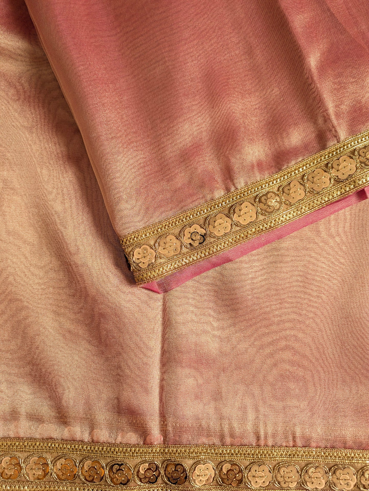 Kavya Gowda Maam Inspired Gold with Pink Banarasi Tissue Saree