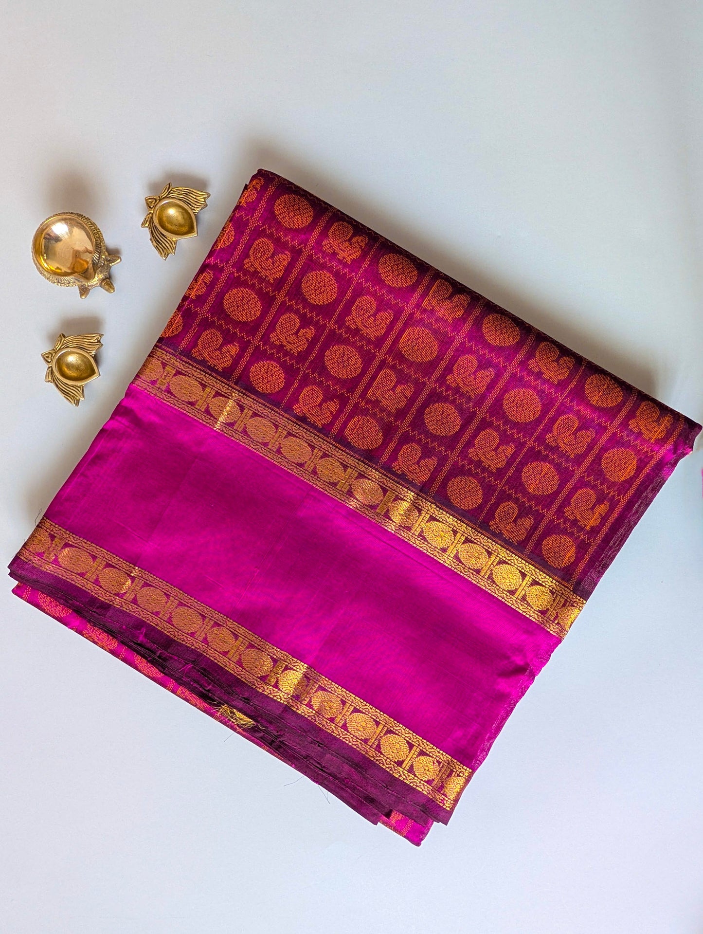 Purple 1000 Butta Pure Kanchi silk cotton
