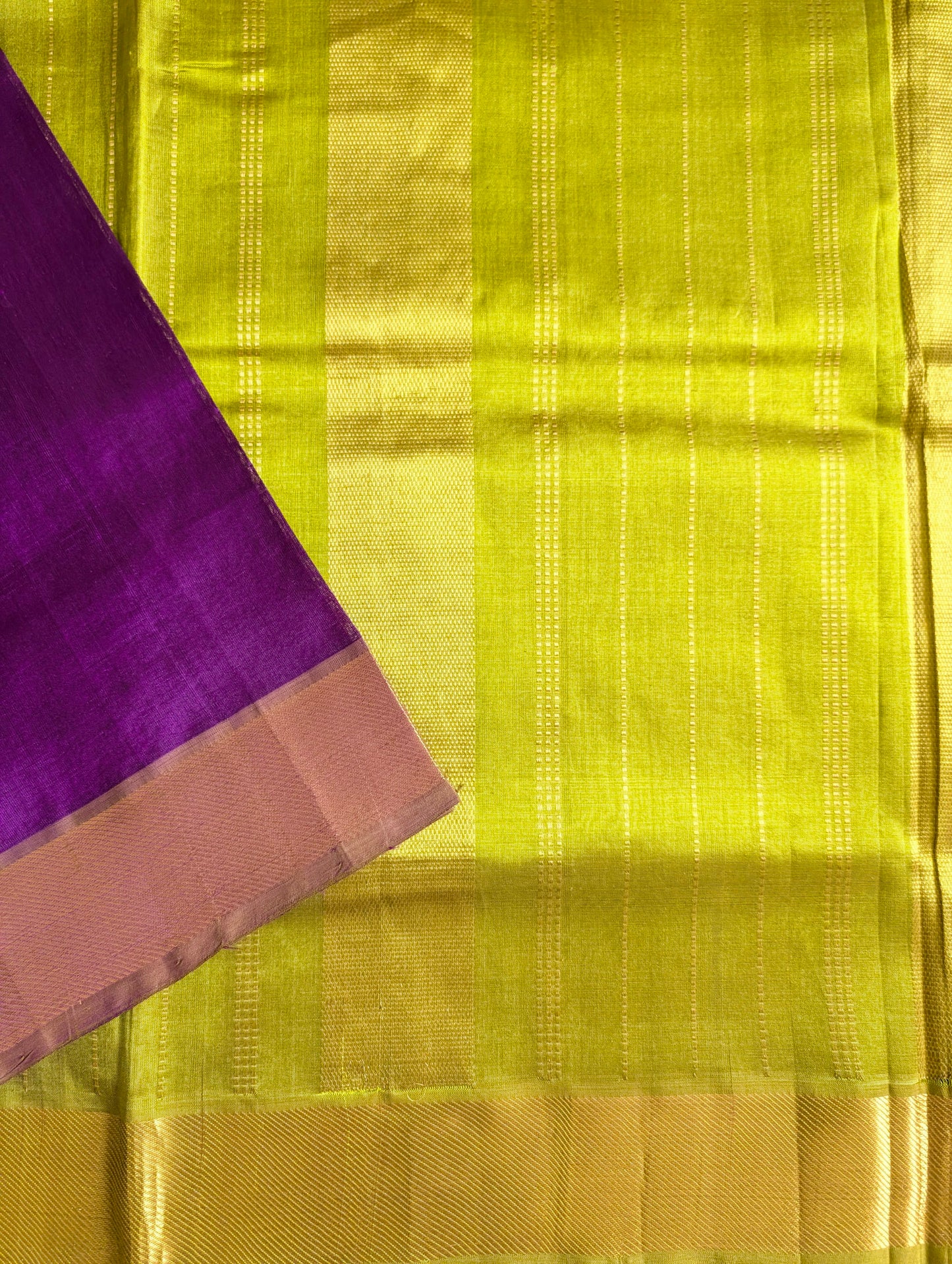 Purple with green Pure kanchi silk cotton saree