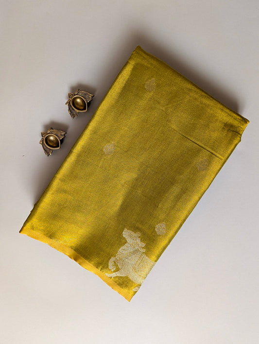 Leaf Green Pichwai Semi Tissue Silk saree