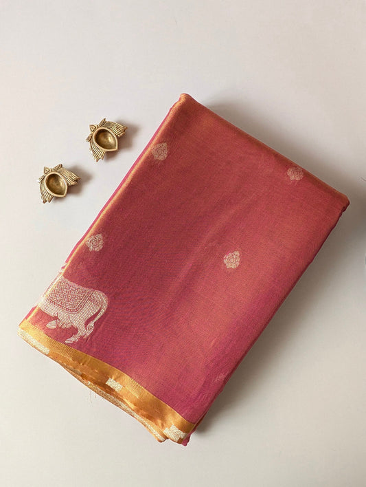 Pink Pichwai Semi Tissue Silk saree