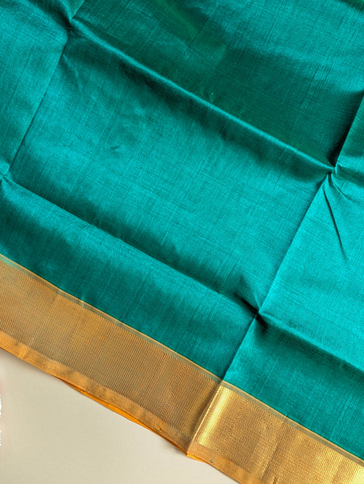 Peacock green with yellow Pure Kanchi silk cotton