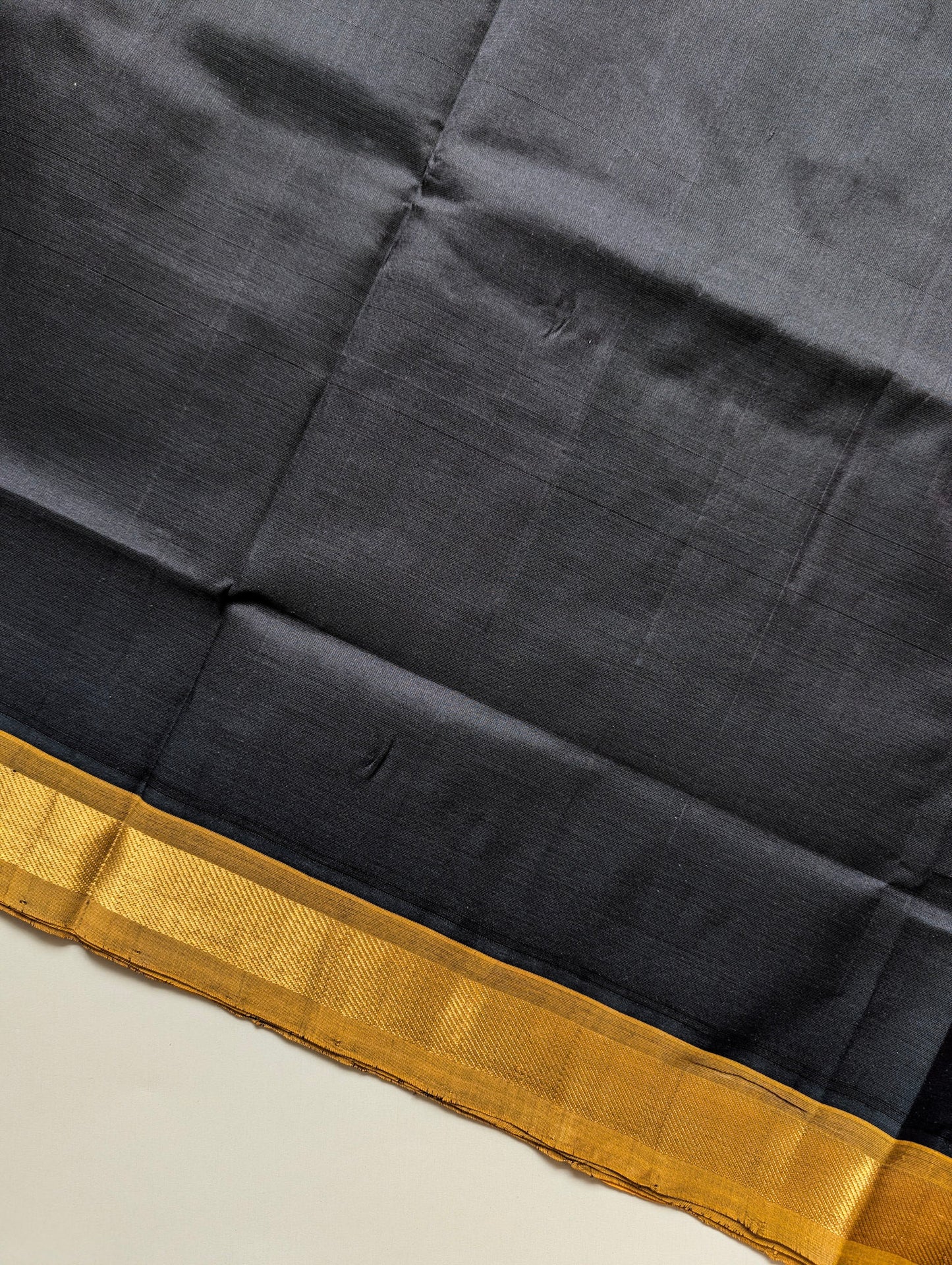Black with Golden Yellow Pure Kanchi Silk Cotton