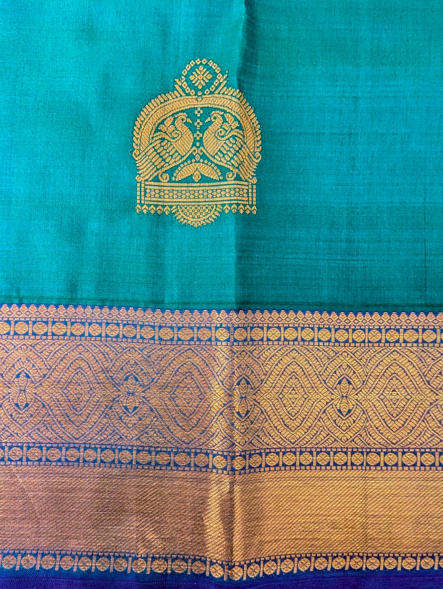 Peacock Blue Kanjeevaram Silk Saree