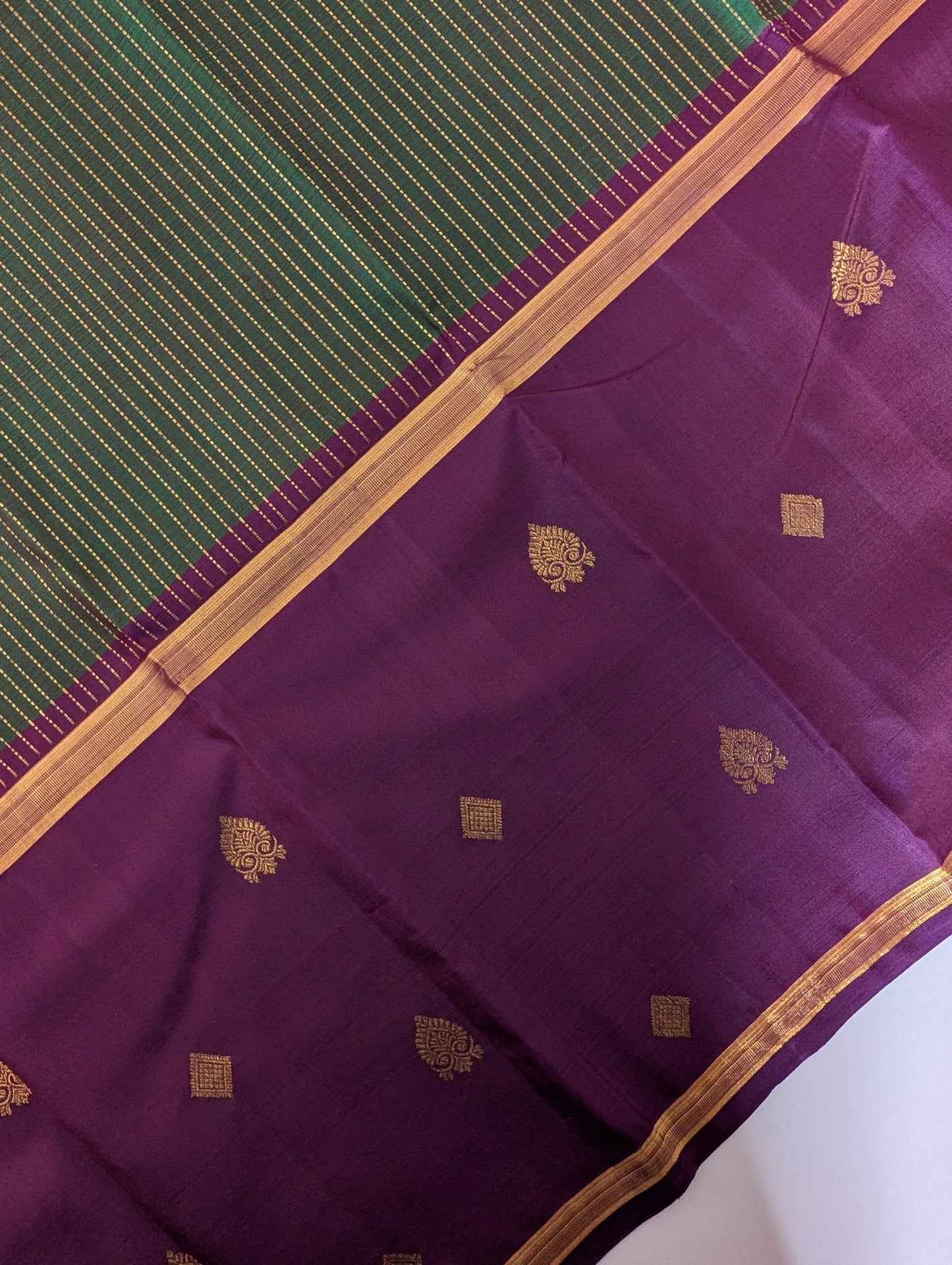 Coffee Brown with Green Kanjeevaram Silk Saree