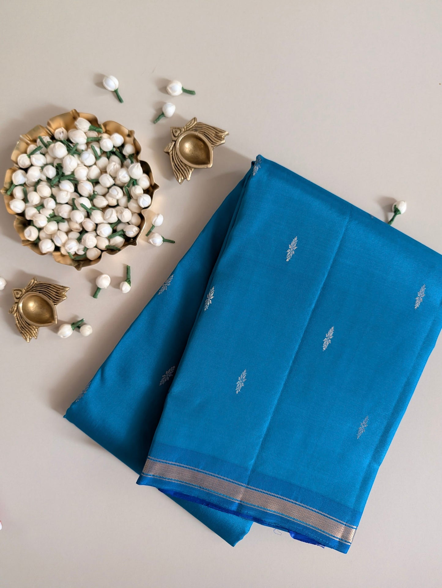 Blue Pure Small border Kanchi Silk Saree