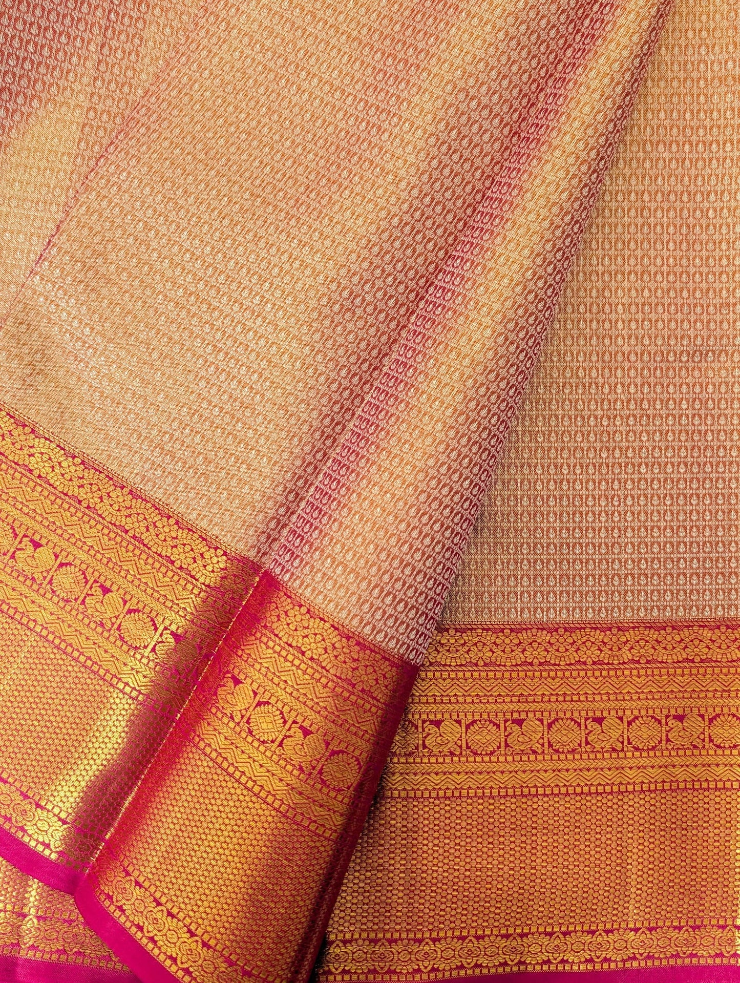Brocade Pink and Gold Kanjeevaram Silk Saree