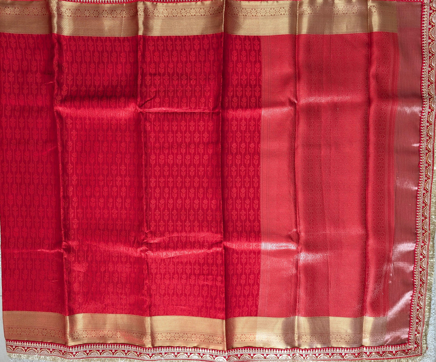 Banarasi Tissue Silk Saree with Scallop Border