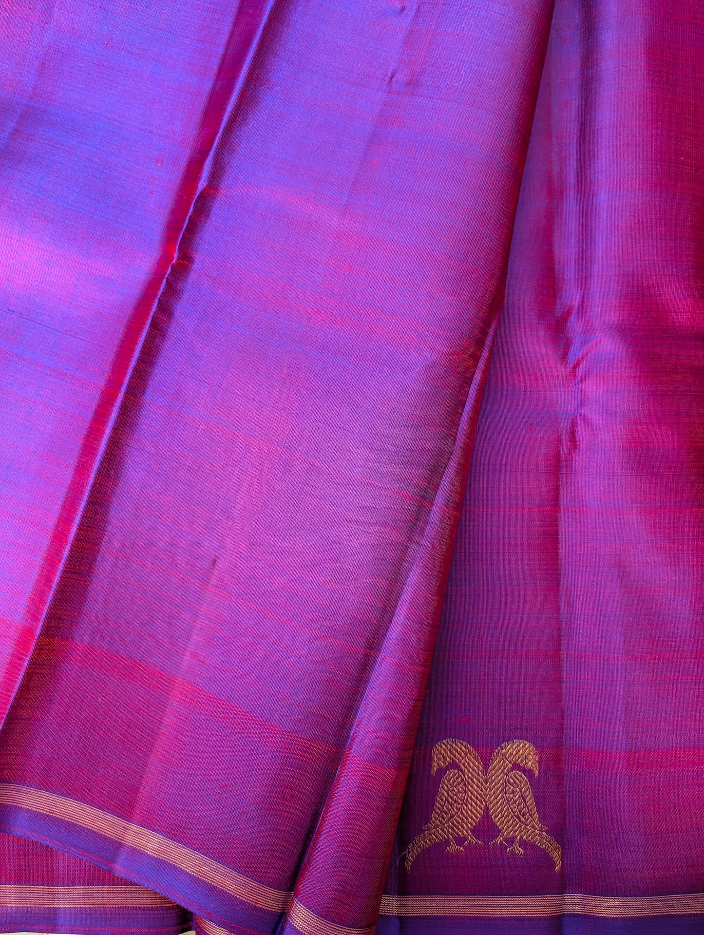 Dual shade Purple Pure 3G Zari Kanjeevaram Silk Saree