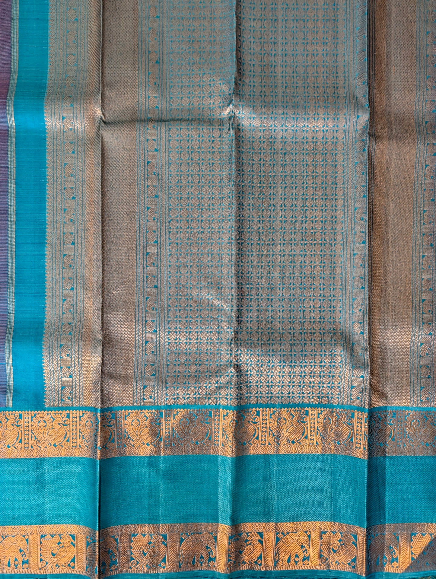 Red and Blue 2G Zari Kanjeevaram Silk Saree