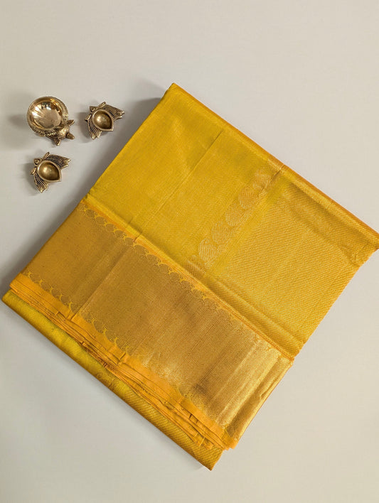 Golden yellow Pure Kanchi silk cotton saree