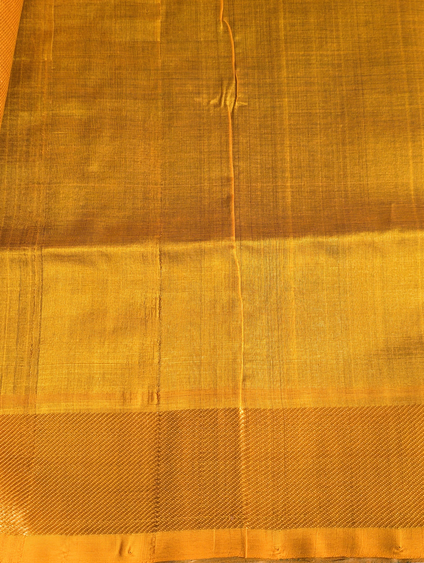 Peacock green with yellow Pure Kanchi silk cotton