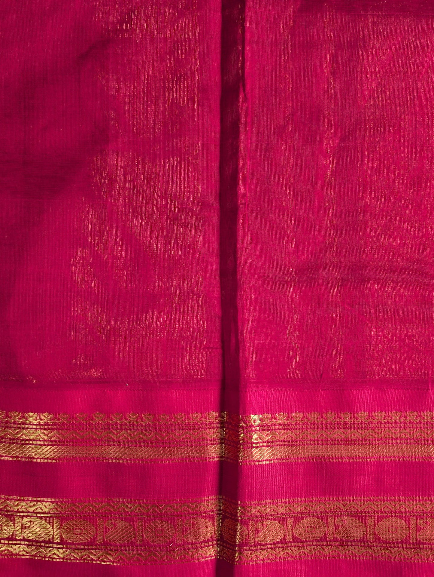 Green and white checks with red border kanchi silk saree