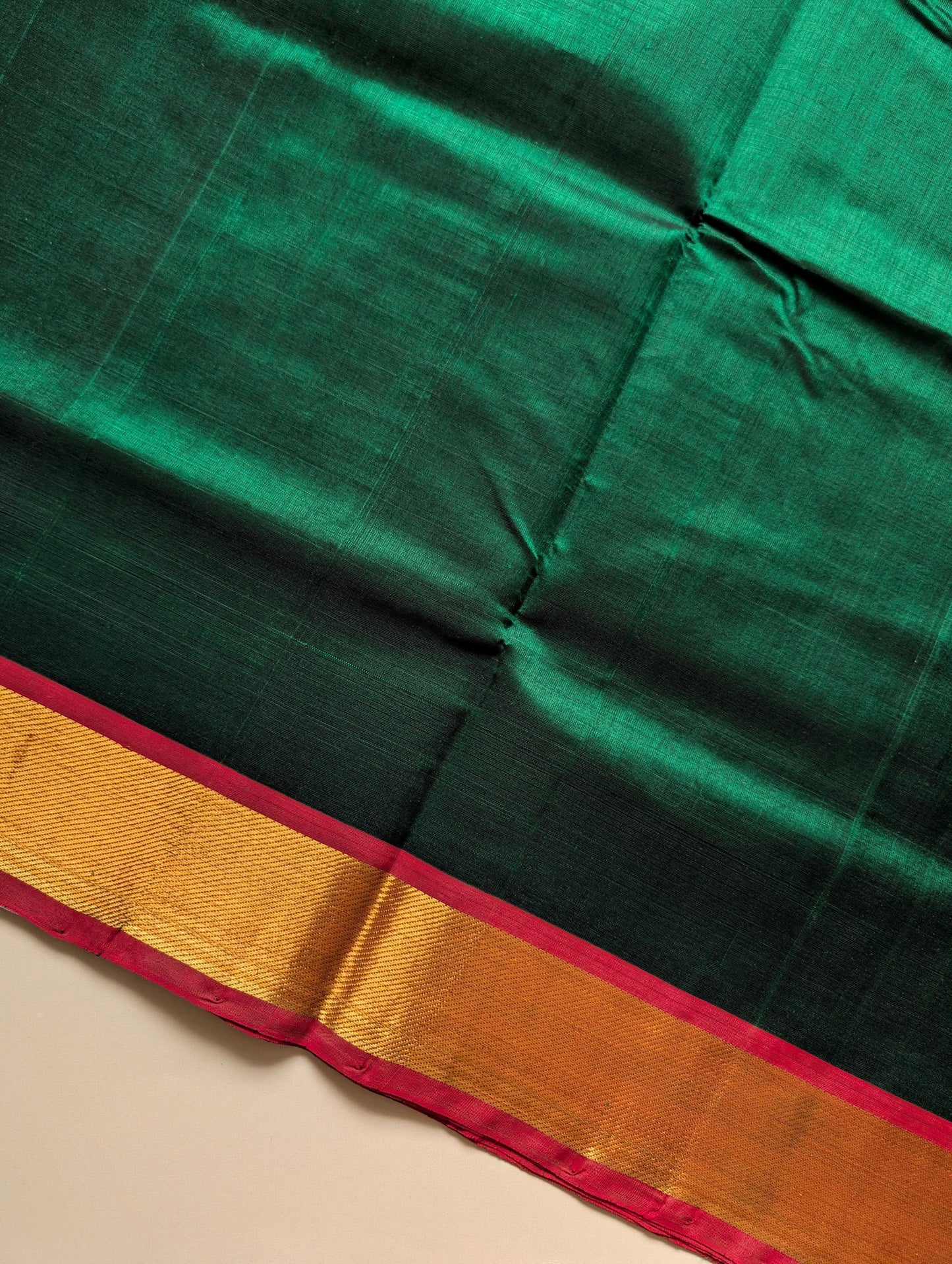 Bottle Green with Pink Pure Kanchi Silk Cotton Saree