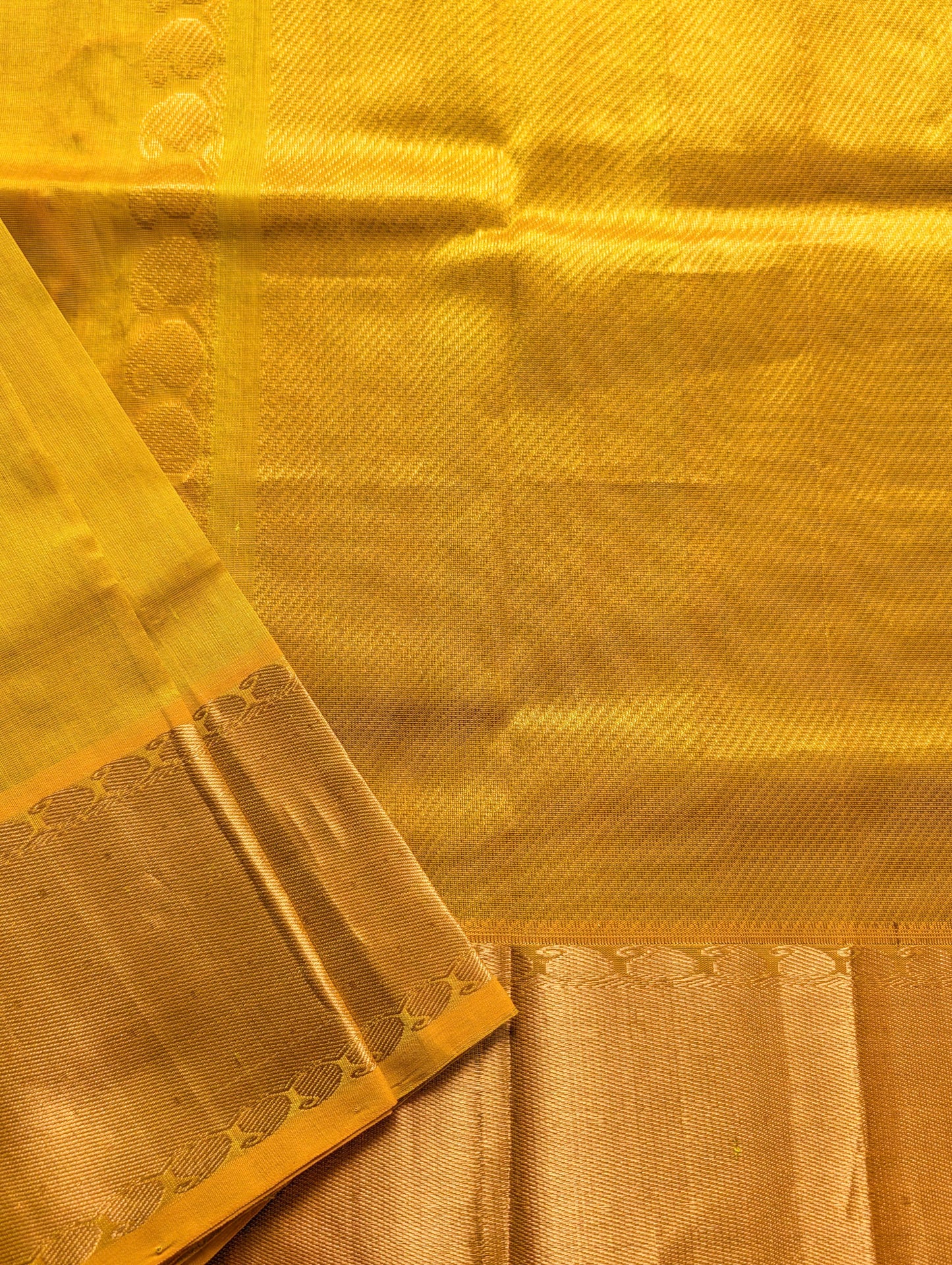 Golden yellow Pure Kanchi silk cotton saree