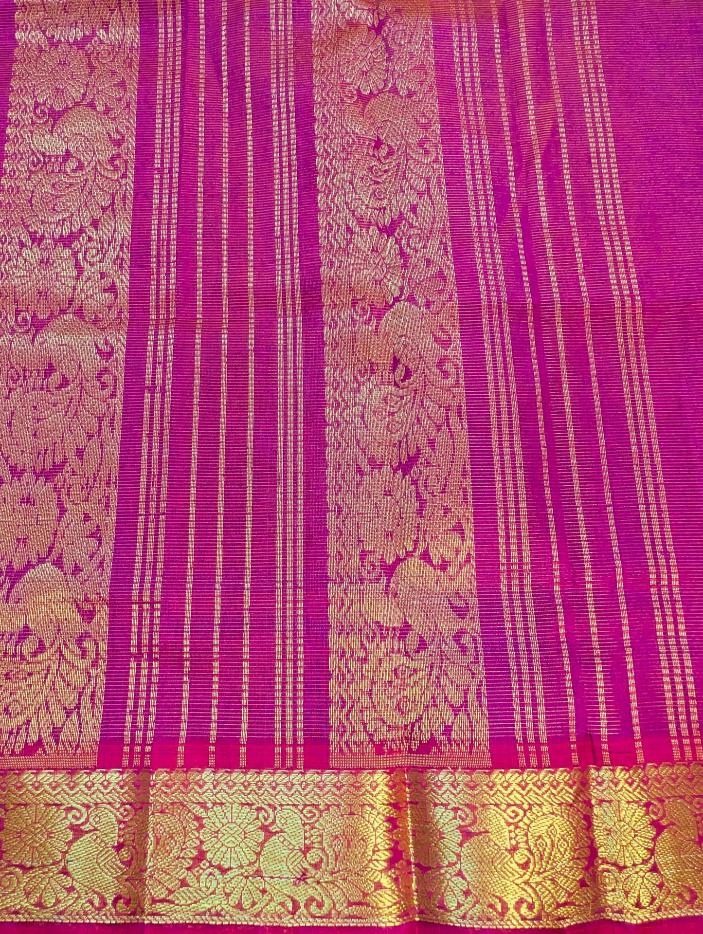 Brown with Pink Vaira Oosi Pure Kanchi Silk Cotton Saree