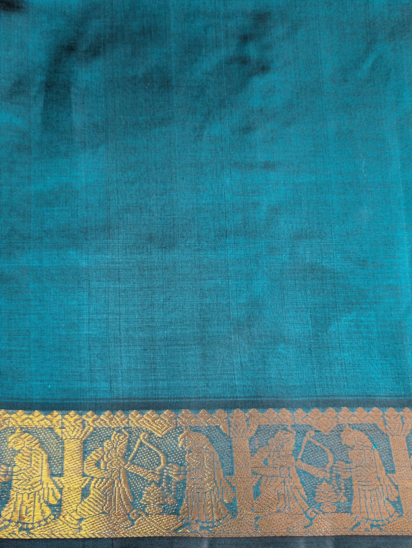 Green Blue Dual shade Pure Kanchi Silk Cotton Saree