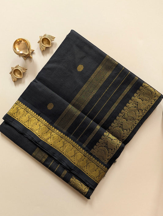 Black Pure Kanchi silk cotton Saree