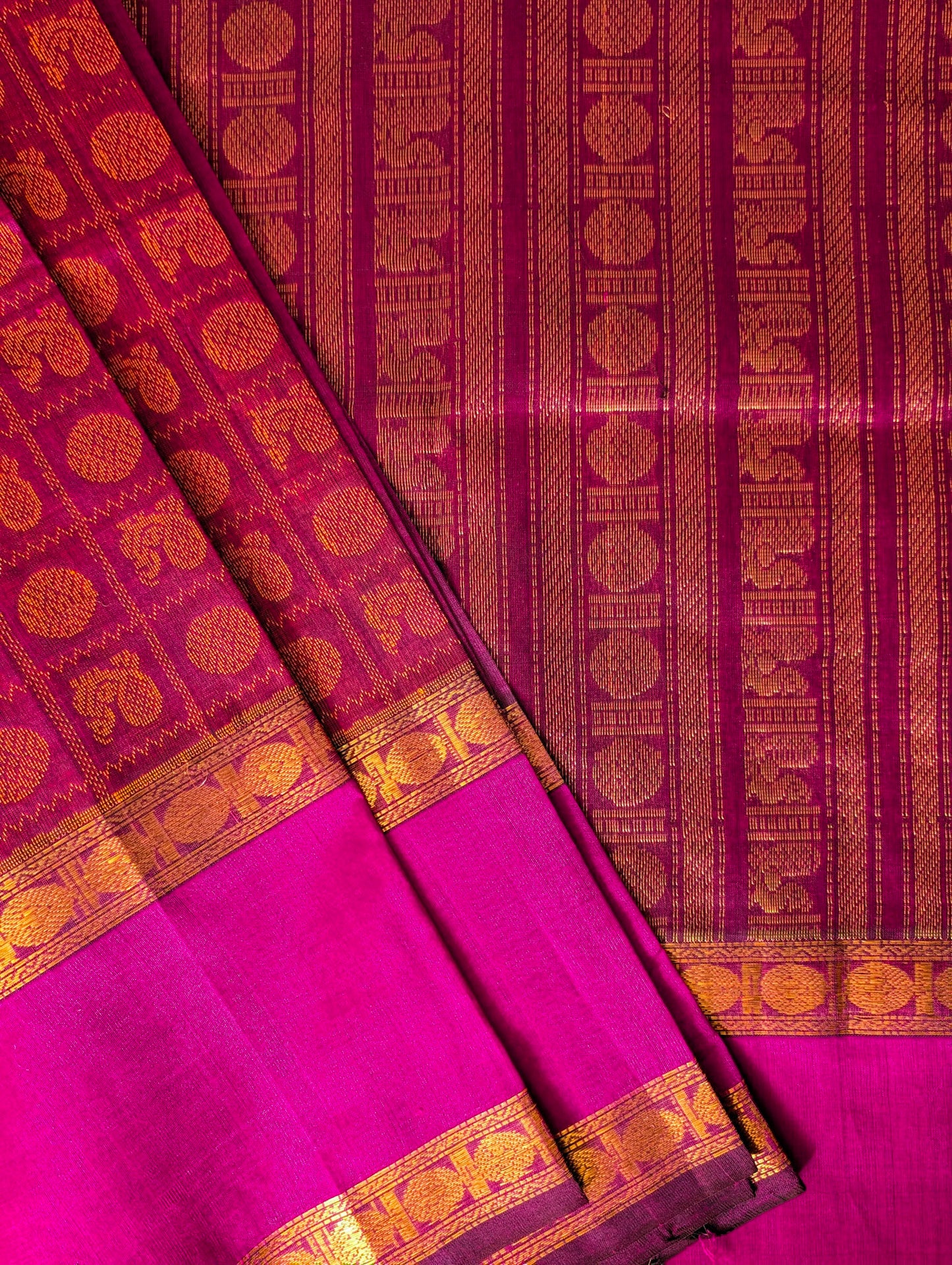 Purple 1000 Butta Pure Kanchi silk cotton